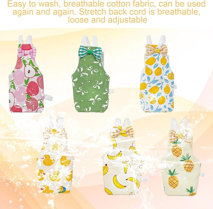 6Pcs Bird Diaper, Reusable Parrot Diapers with Waterproof Inner - Washable Pet Bird Diapers for Cockatiel Budgie Lovebird Parakeet Canary Monk (Medium)