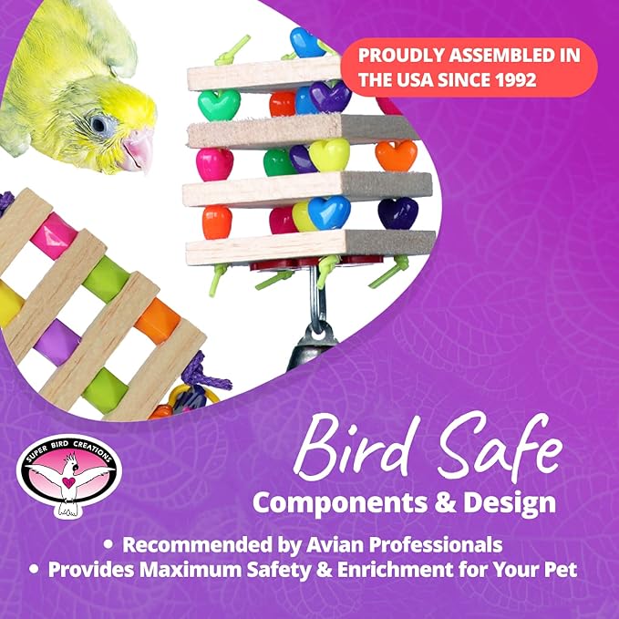Super Bird Creations SB50012 Balsa Lovers Bird Toy Assortment - Stimulating Wooden Bird Toys for Parrotlets, Parakeets, Cockatiels - Colorful Variety Pack for Small Birds - Satisfies Chewing Behavior