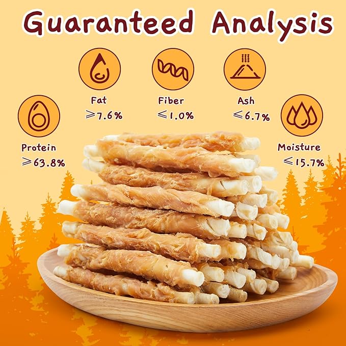 Jungle Calling 52 Count Chicken Wrapped Rawhide Sticks Dog Treats, High-Protein, 5 Inch Digestible Dog Chews for Small & Medium Dogs, Grain Free Training Snacks, 21.2 oz