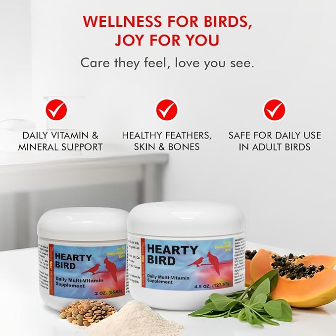Morning Bird Hearty Bird 4.5 oz oz – Daily Multivitamin Powder for Birds – Energy Support - Healthy Growth – Nutrient Supplement for All Bird Types