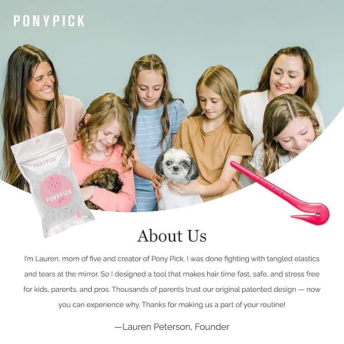 Pet Hair Elastic Rubber Band Cutter – 3 Picks and 50 Clear Elastics – Pet Grooming Tool for Easily Removing Dog Bows and Hair Accessories