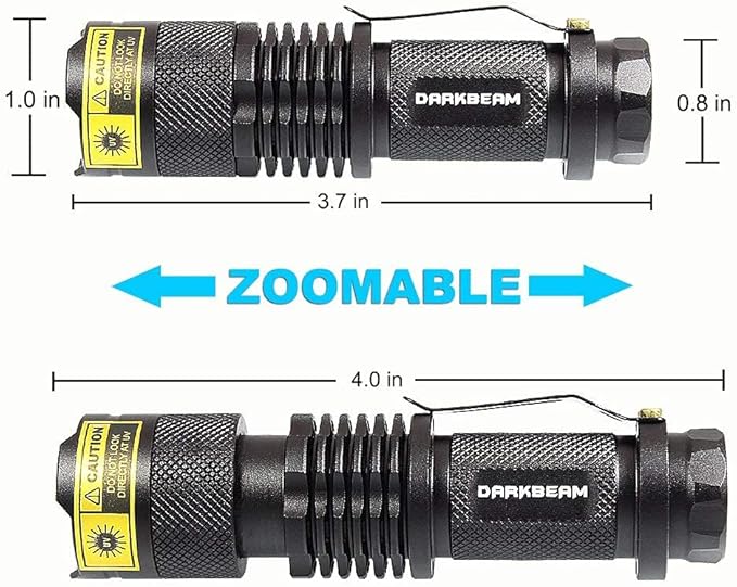 DARKBEAM UV 395nm Flashlight Ultraviolet led Light Blacklight Wood's lamp Portable 400nm Mini Detector for Dog/Cat Urine Pet Stains, Anti-counterfeiting Identification, Resin Curing，2 Pack
