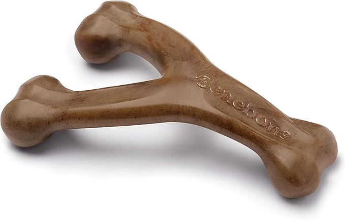 Benebone Wishbone Durable Dog Chew Toy for Aggressive Chewers, Made in USA, Large, Real Bacon Flavor