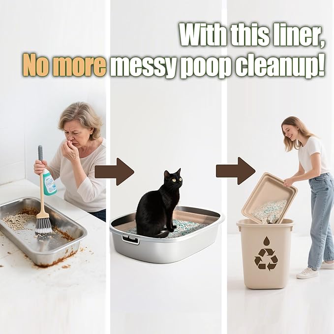 Disposable Litter Boxes for Cats Large: 2/4/6/8-Pack 17.5'' x 13.5'' Leak-Proof Sustainable for Indoor/Travel Use Standalone or as Liner 4-Pack