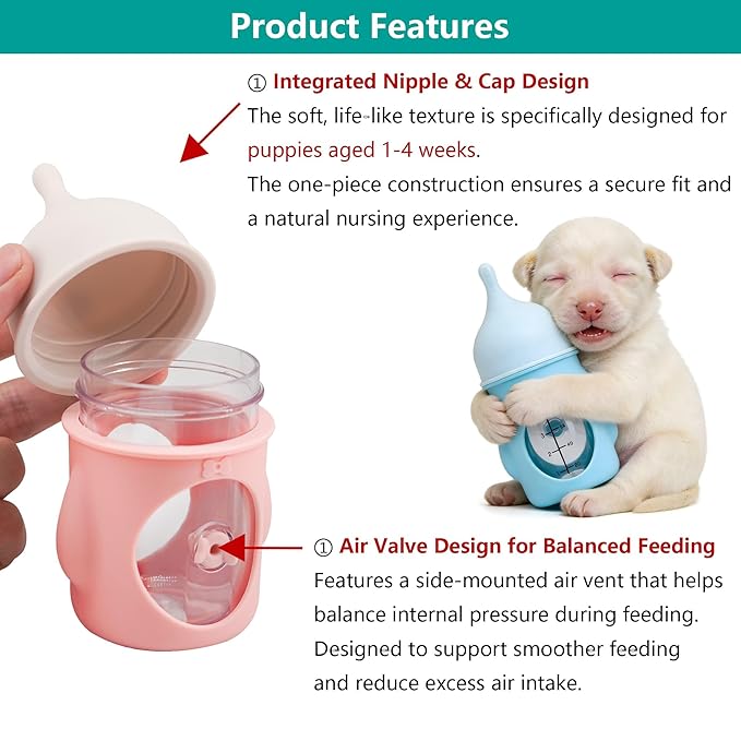 2 Pieces,Pet Feeding Bottle for Puppies and Kittens,Yellow,20 ml and 80 ml