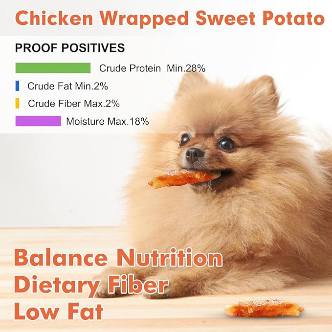 MON2SUN Dog Treats Rawhide Free Chicken Wrapped Sweet Potato Snacks, Gluten & Grain Free, Treats for Puppy and Small Dogs, (Chicken, 10 Ounce -Pack of 1)