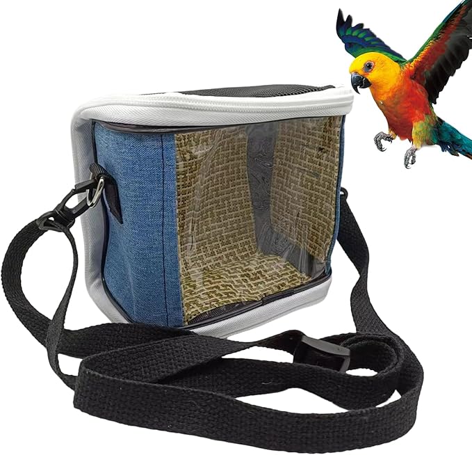 Bird Carrier Cage - Portable Outdoor Bag, Lovebirds Travel Case, Vet Visit Transport, Short Trip Holder | Breathable Portable Bird Carrier Cage with Secure Zipper Design for Macaw Budgies Walking