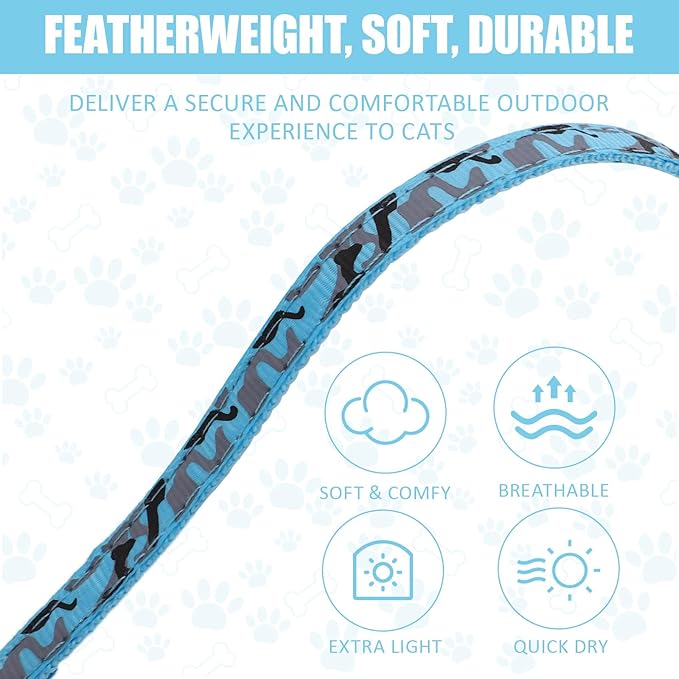 3PCS Cat Leash and Harness Set, Lightweight Cat Harness, Adjustable Escape Proof Kitten Walking Collar