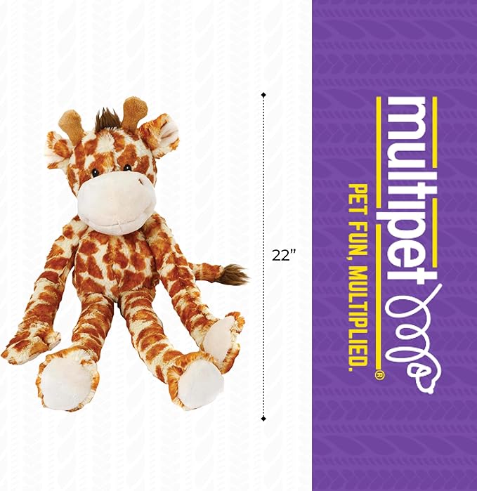 Multipet Swingin Safari Giraffe Dog Plush Toy - Squeaky Toys for All Dogs - Extra Soft Plush - for Cuddling & Playing - Cute Dog Pet Toy (19", 5 Squeakers)
