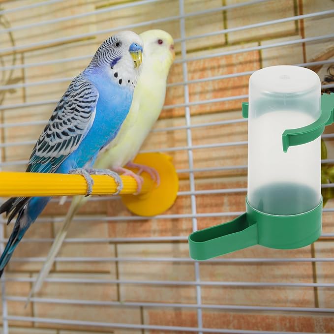 POPETPOP Automatic Bird Water Dispenser with Spill-Resistant Design 3.3-Inch Outlet Plastic Parakeet and Parrot Cage Feeder for Home and Aviary Use