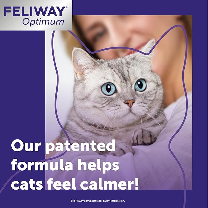 FELIWAY® Optimum 30 Day Cat Calming Plug In Pheromone Diffuser Starter Kit, 48ml - Helps Reduce Common Signs of Stress in Cats & Kittens, Enhanced Calming