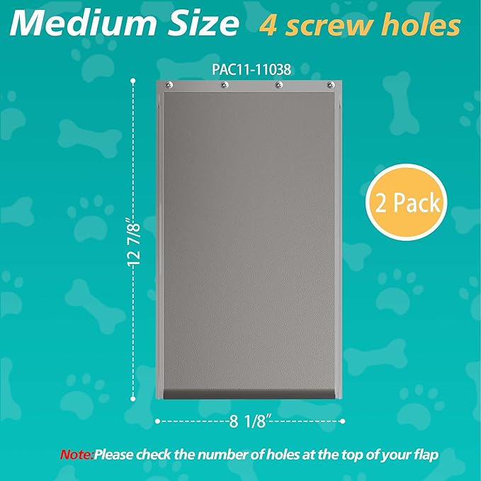 2PACK Medium Dog Door Replacement Flaps with Screws, Compatible with Petsafe Freedom PAC11-11038, Weather-Proof & Warp-Resistant, Dog and Cat Flap, 12 7/8'' × 8 1/8''