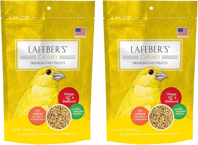 LAFEBER'S Premium Daily Diet Pellets Pet Bird Food, Made with Non-GMO and Human-Grade Ingredients, for Canaries (Classic, 1.25 Ib Pack of 2)