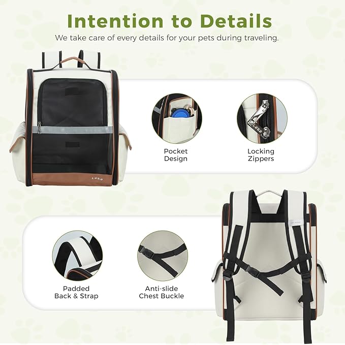 Lekereise Cat Backpack Carriers, Dog Carrier Backpacks with Breathable Mesh for Small Medium Cats Dogs Puppy Up to 20 Lbs, Pet Foldable Carrying Backpack Ventilated for Travel Hiking Collapsible