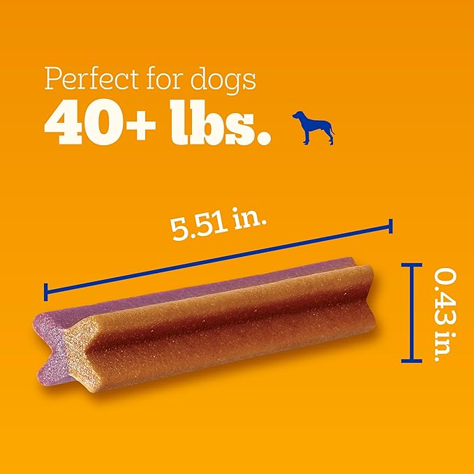 Pedigree Dentastix Dog Dental Treats, Dual Flavor Large Breed Dog Treats, Bacon & Chicken Flavor, 1.47 lb. Bag (32 Treats Total)