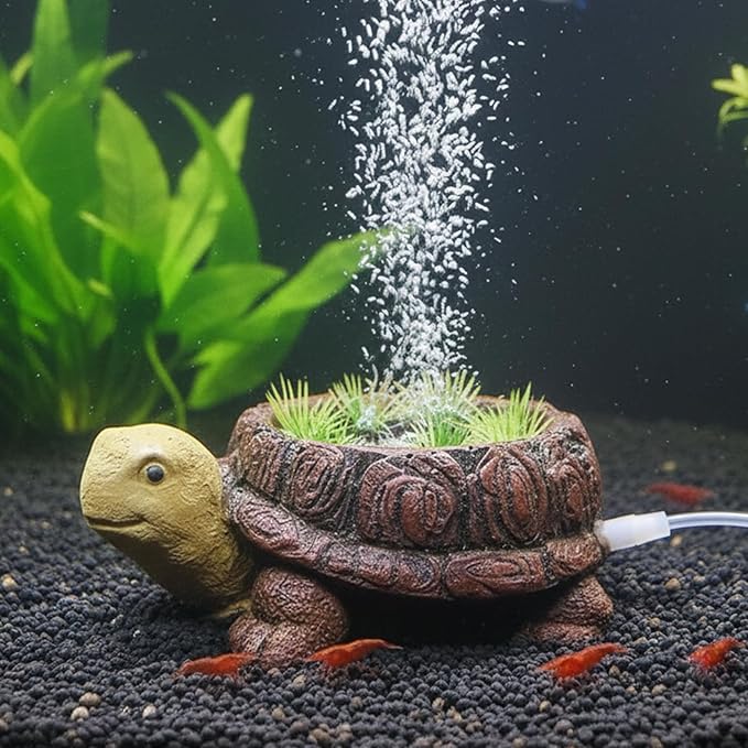 LIYAOLI Aquarium Air Stone Bubbler - Resin Turtle Tank Decor, Fish Tank Bubbler Decorations with Oxygenation Function, Perfect Turtle Tank Accessories for Aquarium Landscape, with Air Tubing