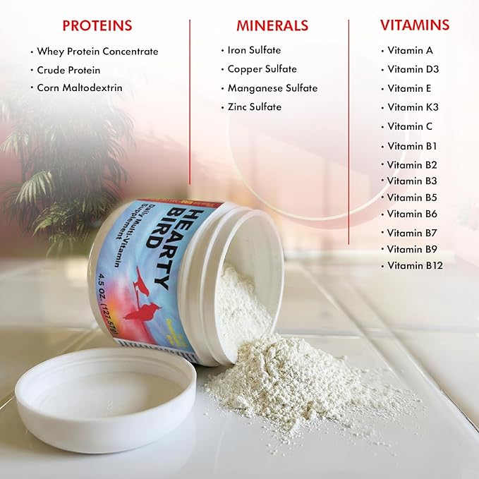 Morning Bird Hearty Bird 4.5 oz oz – Daily Multivitamin Powder for Birds – Energy Support - Healthy Growth – Nutrient Supplement for All Bird Types