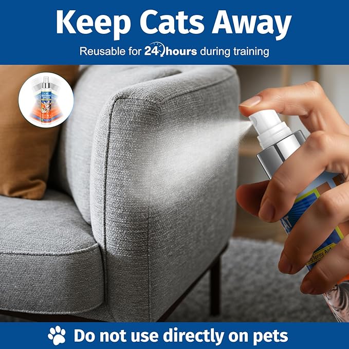 Cat Deterrent Spray - Safe Indoor & Outdoor Deterrent for Furniture Protection, Effective Training Aid with Natural Ingredients（75ml） A1