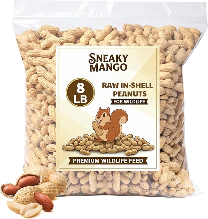 Premium Quality Raw Peanuts in Shell - 8 Pounds – All-Natural Food for Squirrels, Deer, Birds, and Other Wildlife Animals – Grown in The USA for Healthy Nutrition