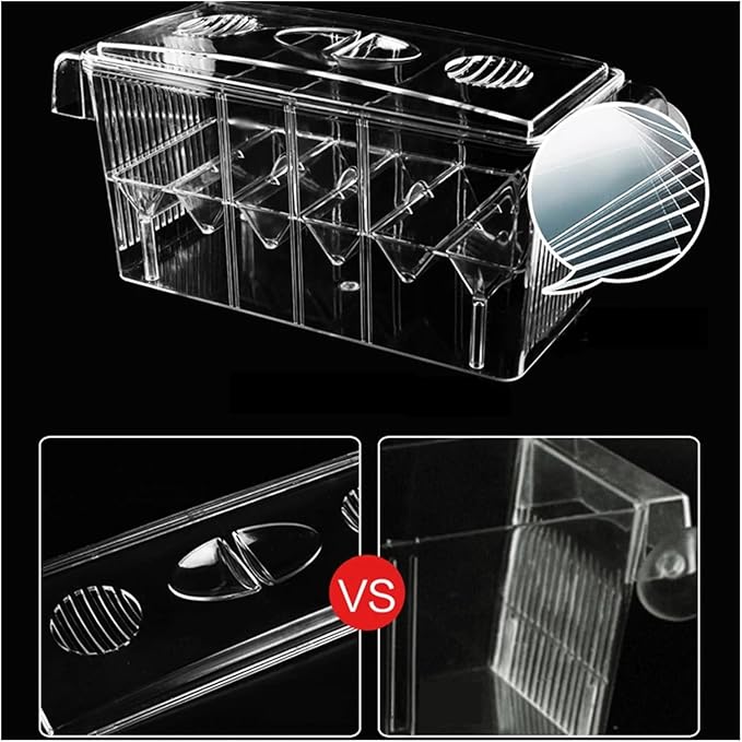 Self-Floating Aquarium Breeding Incubator Isolation Box – Double Layer 4 Rooms Transparent Acrylic Fish Hatchery Box for Fish Tank(1 Room)
