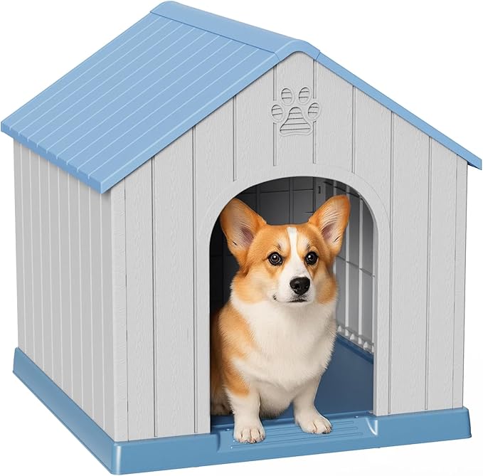 DRATO Dog House Resin Outdoor Dog Kennel - Weatherproof Small Dog House for Indoor Use