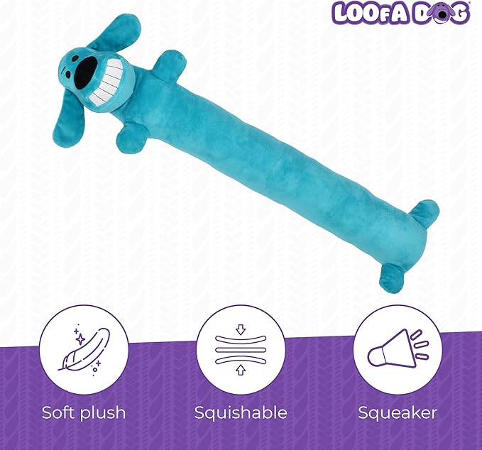Multipet Original Loofa Dog Plush Toy - Squeaky Toy for All Dogs - Extra Soft Plush - Stuffed Animal Dog Toys for Playing (1 Count, 24”, Random Color Surprise)