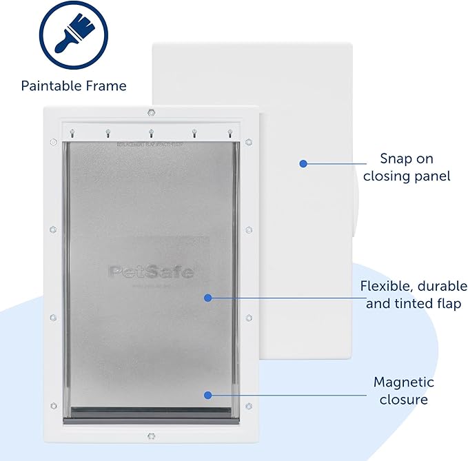 PetSafe Plastic Pet Door - Easy Install for Wood,PVC Metal & Paneled Doors - Rust-Free Plastic Frame - Flap Dimensions 5 1/4" W x 8 1/8" H - for Small Pets Weighing Up to 15 Lb,(Pack of 4)