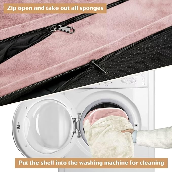 Comfort Expression Orthopedic Dog Bed for Large Dogs 36x27 Inch, Waterproof Supportive Egg Crate Foam Large Pet Bed with Removable Bolsters, Dog Couch with Washable Cover & Non-Slip Bottom, Pink