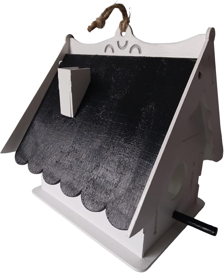 cida's unique birdhouse black-white INDOOR home decor hand painted, material WOODEN MDF