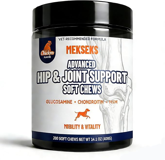 Advanced Dog Hip Joint Health Supplement Chews with Glucosamine for Dogs, + Chondroitin, MSM, Turmeric & Green Lipped Mussel, Support Mobility, Pain Relief for Senior All Breeds Soft Chewable Treats