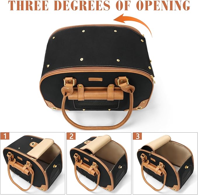 PetsHome Dog Carrier Purse, Pet Carrier, Foldable Waterproof Premium Nylon Pet Travel Portable Bag Carrier for Cat and Small Dog Home/Outdoor Small Black
