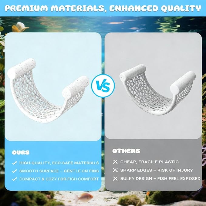 Marble Betta Fish Hammock - Floating Resting Platform for Bettas, Shrimp & Nano Fish - Elegant Aquarium Decor, Natural Stone Look Perch for Small Tanks