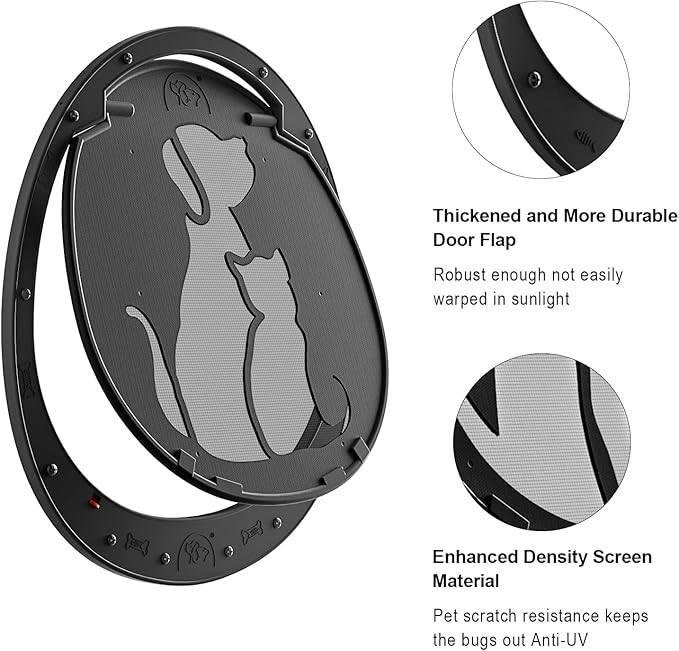 HIDROSIL Dog Door for Screen Door, Patent Desigh Pet Screen Door with Lockable Magnetic Flap for Doggy Door and Cat Door, Black