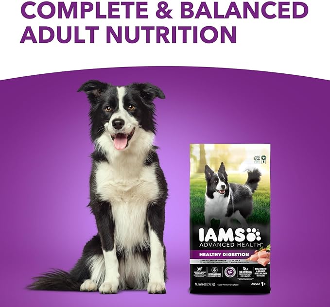 IAMS Advanced Health Dry Dog Food Healthy Digestion, Adult Dog Food with Real Chicken Recipe, 27 lb. Bag