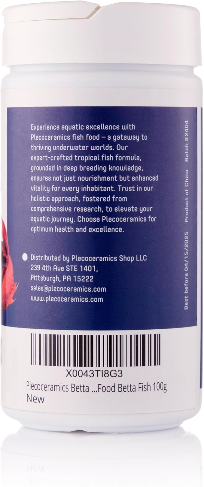Plecoceramics Betta Fish Pellets Extreme Color, Complete Nutrition Plus Color Boost, Enhancing Floating Food Betta Fish (3.5 oz / 100 g)