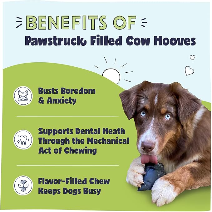 Pawstruck Cheese and Bacon Filled Cow Hooves for Dogs – Made in USA, Long-Lasting Dental Treats and Chews – Beef Hoof – 5 Count – Packaging May Vary