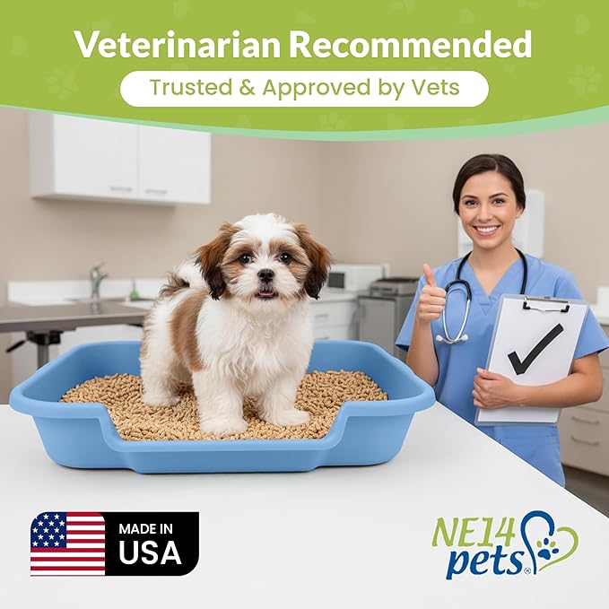 Dog Litter Box, Blue Color, Large Size, Durable & Pet Safe Puppy Litter Box, Indoor Open Top Entry Dog Litter Pan, Comfortable for Dogs, Great for Dogs up to 20 lbs (2 Pack)