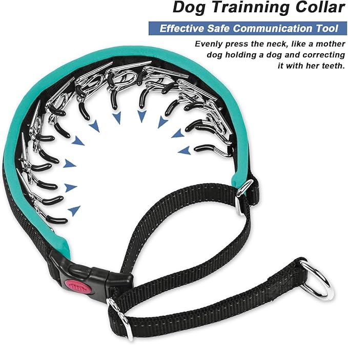 Heavy Duty Nylon No Pull Dog Collar with Buckle, Adjustable Anti Pull Reflective Slip Collar for Large Medium Small Dogs - L Green