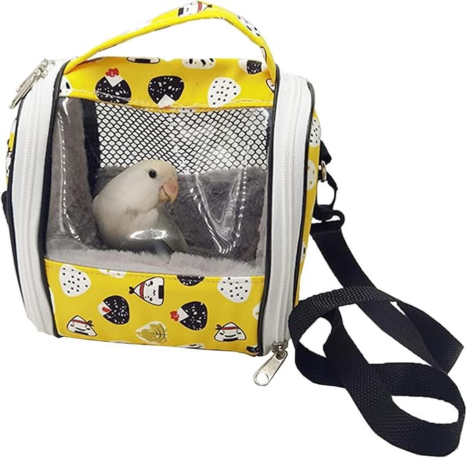 Bird Carrier Small Animals Travel Bag Portable Parrot Cage with Plush Lining Transparent Window Breathable Case