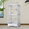 Bird Cage 40'' Open Play Top Bird Cage 3 in 1 Bird Carrier for Parakeets, Canaries, Lovebirds, Small Quaker with 360° Wheels