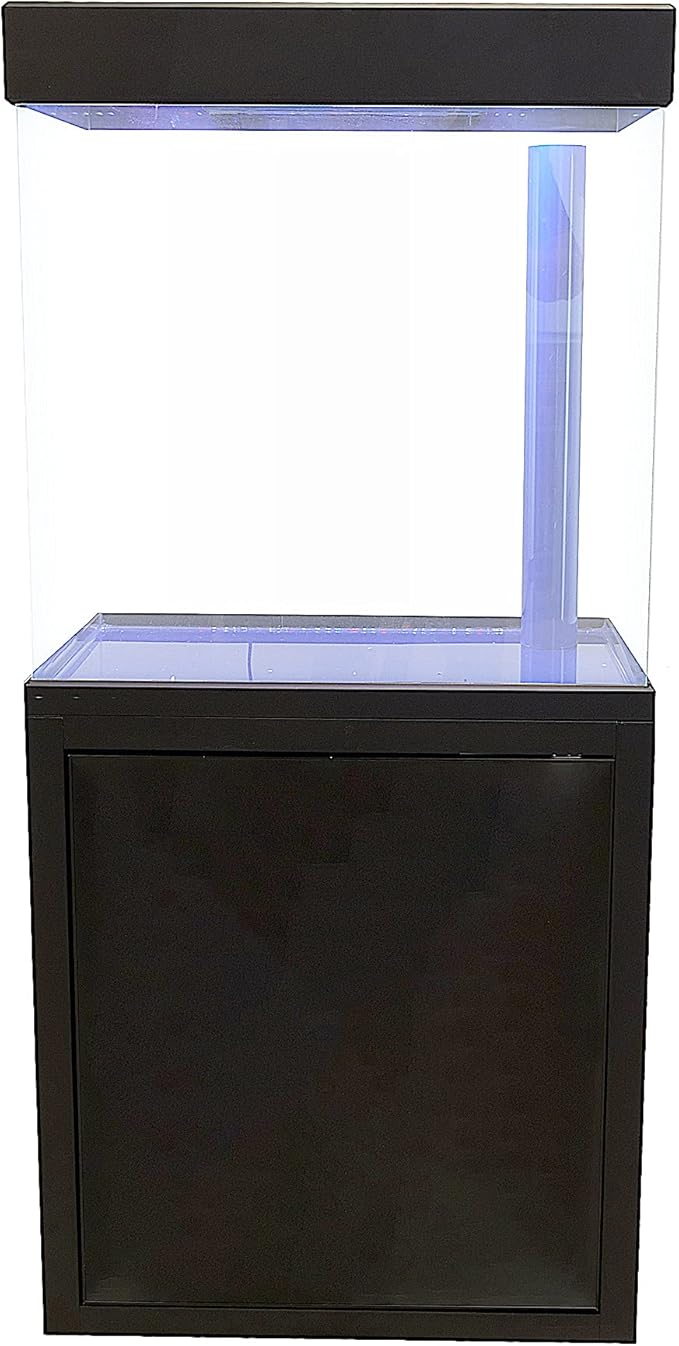 40 Gallon Glass Aquarium with Aluminum Cabinet - Including Sump for Filtration and Circulation, Plumbing, LED, Black