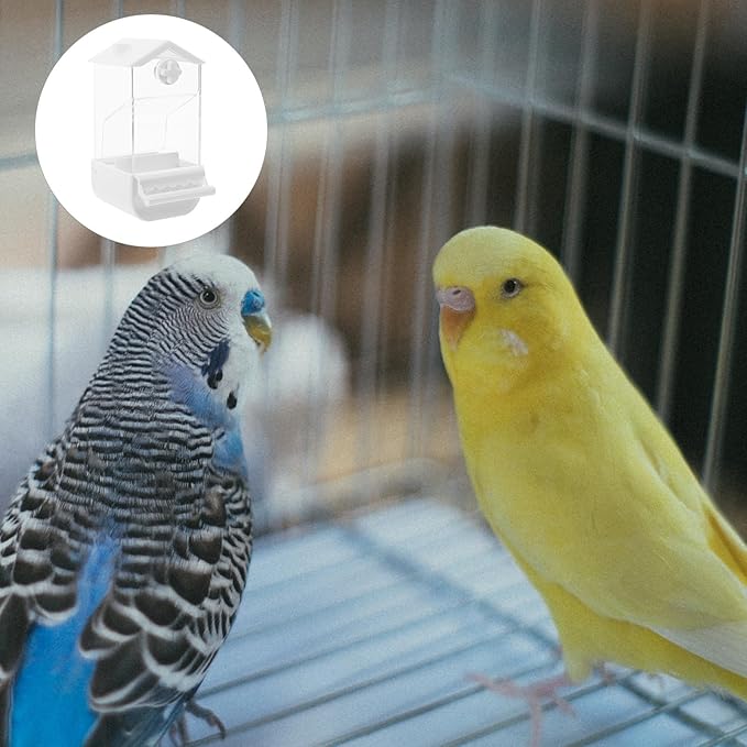 DOITOOL Large No Spill Automatic Parrot Feeder Plastic Bird Food Dispenser with Small Slot for Parakeet Cage Feeding and Watering Supplies