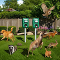 Solar Ultrasonic Animal Repellent Outdoor, Squirrel Deer Repellent Devices Motion Detection,IP65 Waterproof Cat Mouse Raccoon Dog Bird Repellent Deterrent 2 Pack