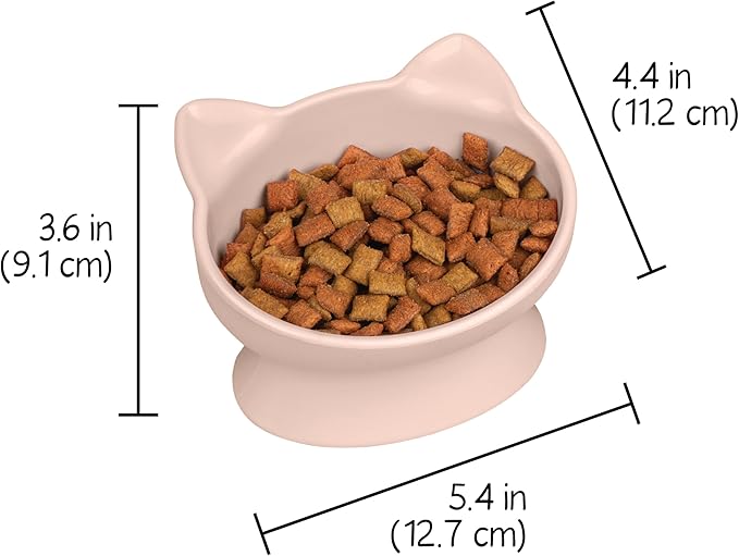 Kitty City Elevated Cat Bowls (Set of 2), Whisker-Friendly Raised Cat Food & Water Dishes, Modern Pedestal Design, Dishwasher Safe, 6.5 oz Each – Pink & Teal