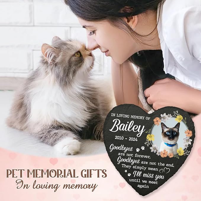 DOPTIKA in Loving Memory of Custom Photo Pet Memorial Stones, Pet Sympathy Gifts for Cats, Cat Memorial Gifts for Loss of Cat, Cat Mom Cat Dad Gifts, Cat Memorial Gifts, Cat Memorials & Funerary