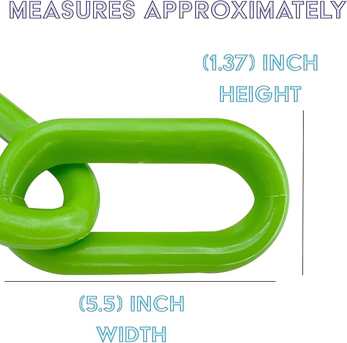 2002 5ft Big Green Plastic Chain - Big Colorful Plastic Chain, Large Chunky Links, Versatile in Uses, Great Fun for Medium to Large Size Pet Birds to Manipulate
