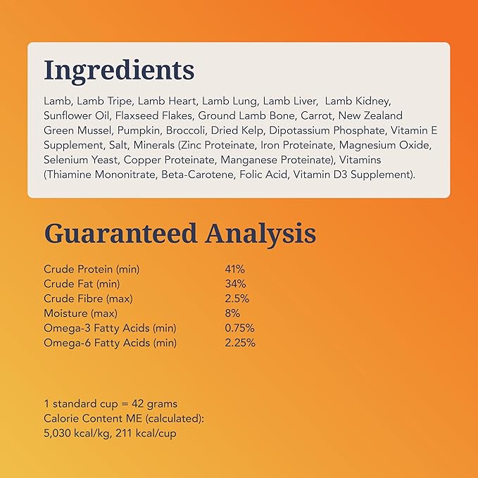 K9 Natural Lamb Freeze Dried Dog Food, High-Meat Natural Complete Meal or Meal Toppers for Dogs, Grass-Fed Lamb from New Zealand, Grain-Free, GMO-Free, Complete & Balanced Nutrition, 3.5oz