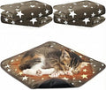 Namalu 4 Pack Self Warming Cat Bed Self Heating Cat Mat Star Pattern Soft Dog Crate Pad Thermal Pet Mat Anti Slip Kennel Dog Washable Warming Bed for Outdoor Indoor(12 x 12 Inch,Brown)