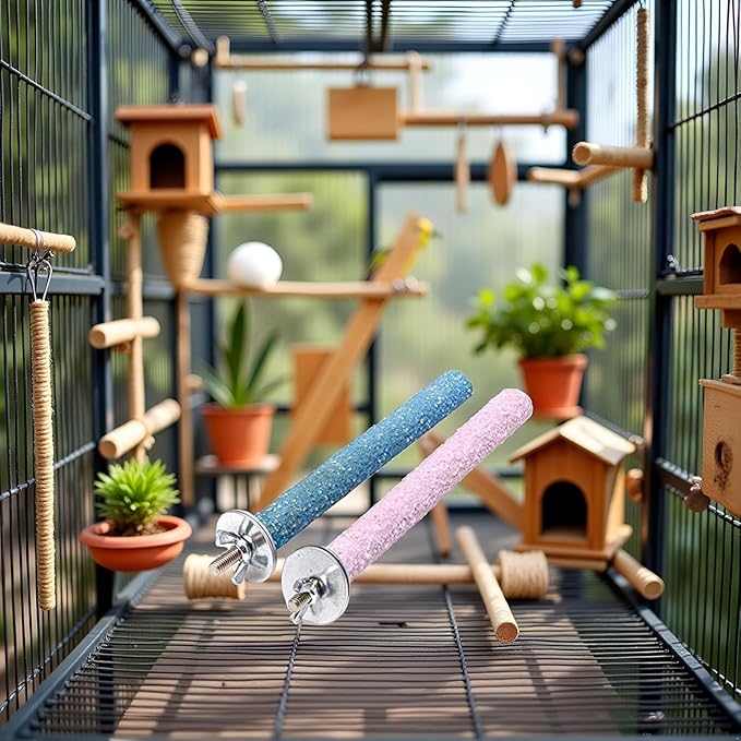 2 Pcs Bird Perch Stand Toy Wood Parrot Perch Stand Grinding Claw Sticks Sanded Surface Cage Toy for Parakeets Finches Parakeet Toys Birdcage Accessories
