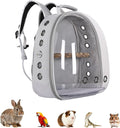 Transparent Parrot Backpack,12 Holes Ventilate Space Capsule Carrier,Stick Wooden Standing Perch,Portable Double Shoulder Outdoor Pet Backpack Carrier for Birds and Pets (Gray,with Stick)